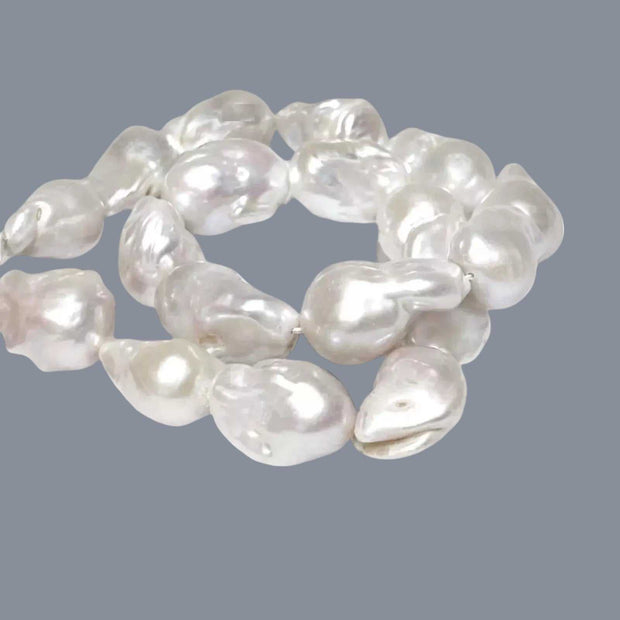 Baroque 16 - 26mm 18 pcs White Pink Cultured Keshi Pearl 16" Strand