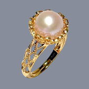 Exquisite 10.3mm Purple Pink Edison Round Cultured Pearl Ring Size 7