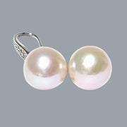 Round White Pinkish 11.5- 11.7mm Edison Cultured Pearl Dangle Earrings