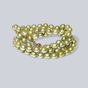 Oval 7 x 9mm Champagne Green Cultured Pearl 33" Necklace