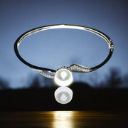 Elegant 10 - 10.5mm White Edison Cultured Round Pearl 7 - 7.5" Bangle