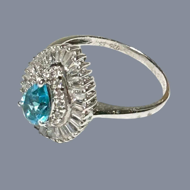 Natural 1.2 Carat 5 x 7mm London Blue Topaz Pear Shape Ring Size 7