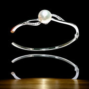 Elegant 10 - 10.5mm White Edison Cultured Round Pearl 7 - 7.5" Bangle