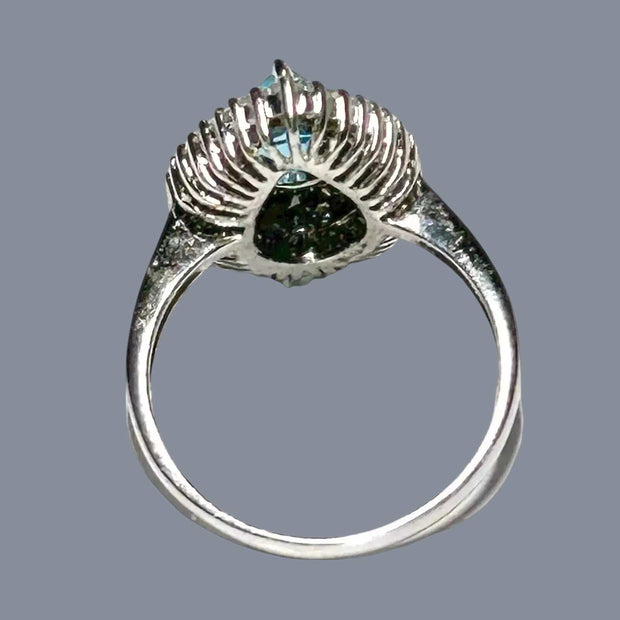 Natural 1.2 Carat 5 x 7mm London Blue Topaz Pear Shape Ring Size 7