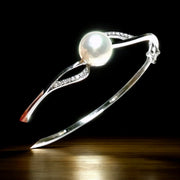 Elegant 10 - 10.5mm White Edison Cultured Round Pearl 7 - 7.5" Bangle