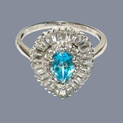 Natural 1.2 Carat 5 x 7mm London Blue Topaz Pear Shape Ring Size 7