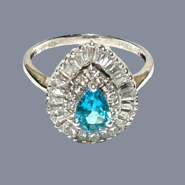 Natural 1.2 Carat 5 x 7mm London Blue Topaz Pear Shape Ring Size 7