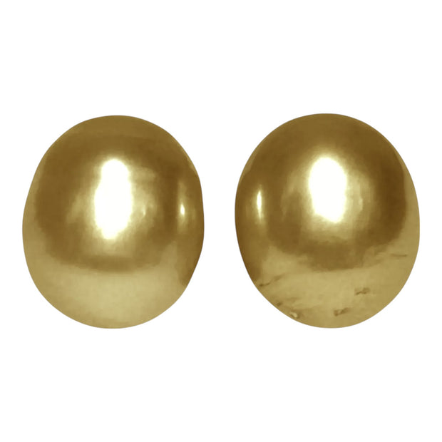 A Pair 10.5 x 12.5mm Deep Gold Philippines South Sea Oval Pearls