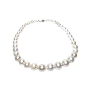 5A Round 8.6 - 12.8mm South Sea White Cultured 38 Pearls 18" Strand