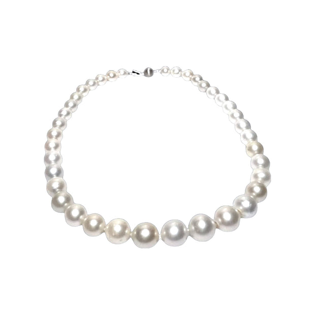 5A Round 8.6 - 12.8mm South Sea White Cultured 38 Pearls 18" Strand