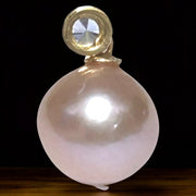 Oval Round 11.5 x 12mm Edison Peach Pink Cultured Pearl Pendant