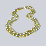 Oval 7 x 9mm Champagne Green Cultured Pearl 33" Necklace