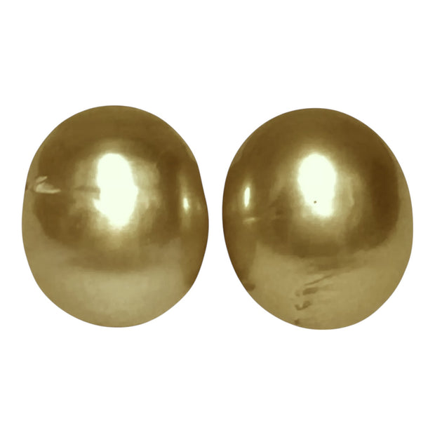 5A Luster A Pair 10.6 x 12.4mm 20.7 Carats Deep Gold South Sea Pearl