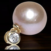 Oval Round 11.5 x 12mm Edison Peach Pink Cultured Pearl Pendant