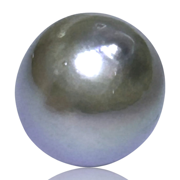 Oval 12.4 x 13.9mm Tahitian Natural Peacock Gray Green Loose Pearl