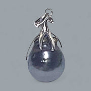 Oval 11.5 x 14.5mm Tahitian Sea Peacock Black Green Pearl Pendant