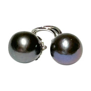 Round 10.5mm Edison Natural Purple Black Blue Pearl Dangle Earrings