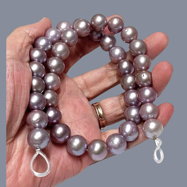 Huge 11 - 12mm 38 pcs Edison Purple Lavender Round Pearl 16" Strand