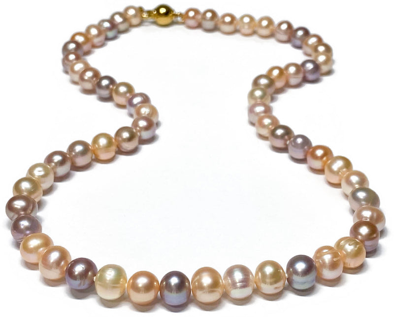 Fabulous Multi Colors 7 - 7.5mm Edison Round Pearl 18" Necklace