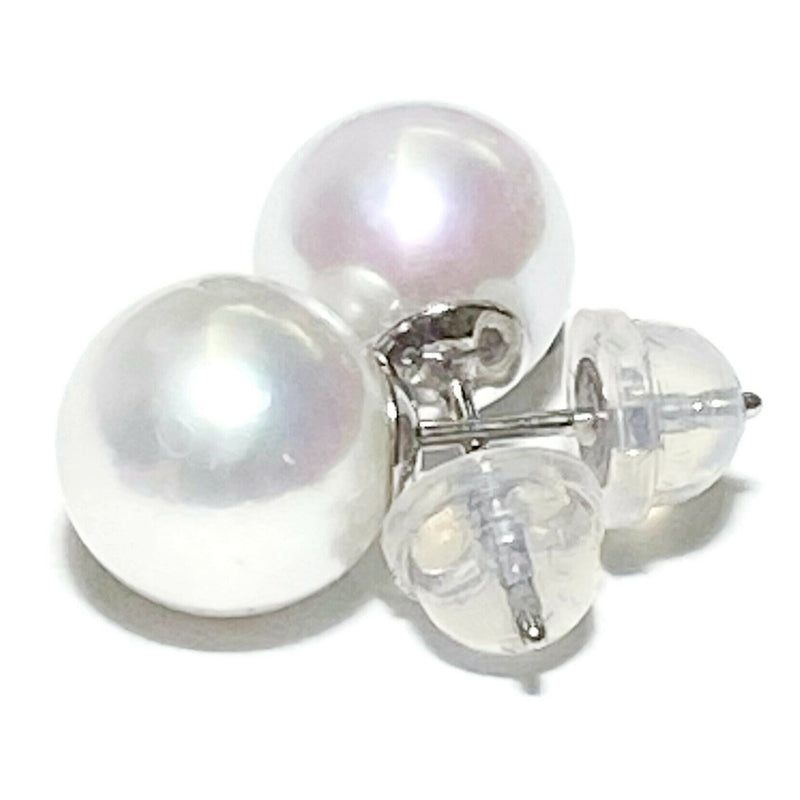 White Round Edison 9 - 9.5mm Cultured Pearl Classy Stud Earrings