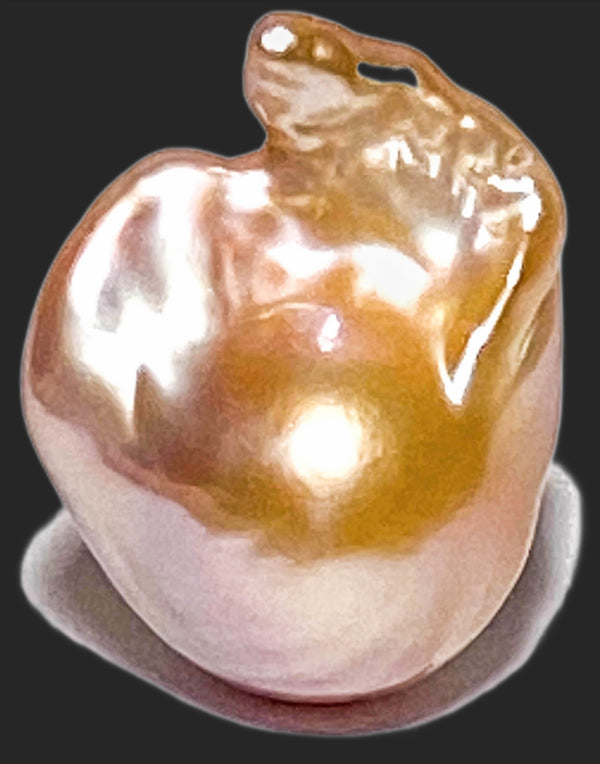 Giant 18.6 x 13.8 x 24mm Keshi Kasumi Peach Rose Gold Baroque Pearl