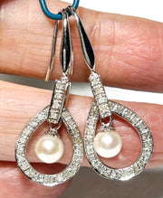 Solid 14k White Gold 0.27 cts Diamond Akoya White Pearl Dangle EarringGorgeous Solid 14K White Gold 0.27 Carats Natural Diamond Japanese Akoya Saltwater Cultured Pearl Dangle Hook Earrings / Best Gift For HerPEARL INFORMATION:Pearl TypEarringsFine JewelryThe Fine Pearls Jewelry27 cts Diamond Akoya White Pearl Dangle Earrings