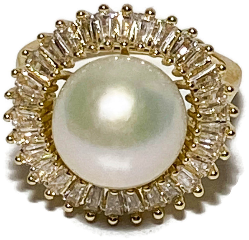 Marvelous Edison Natural White Round 10.5 - 11mm Pearl Ring Size 5 - 6