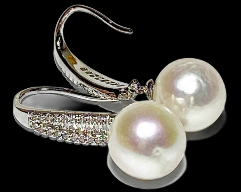 Marvelous 9.5-10mm White Round Edison Cultured Pearl Dangle Earrings