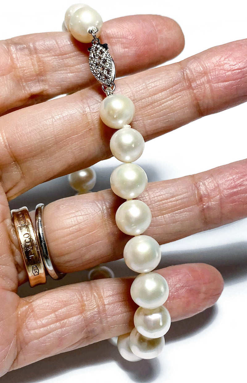 Stunning White Pinkish Round 7 - 7.5mm Edison Pearls 7 - 7.5" Bracelet