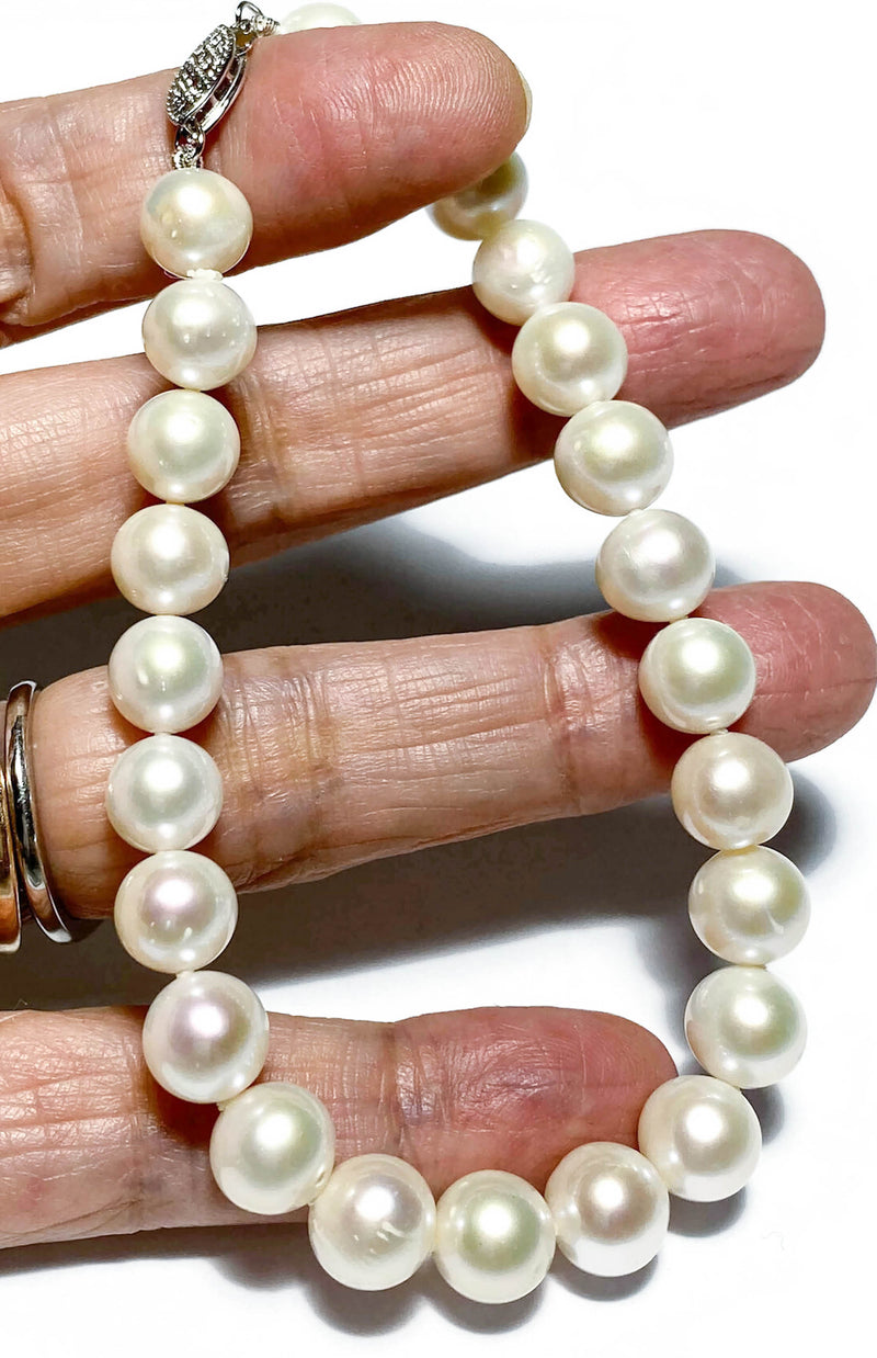 Stunning White Pinkish Round 7 - 7.5mm Edison Pearls 7 - 7.5" Bracelet