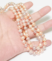 Fabulous Natural Multi Colors 7 - 11.5mm Cultured Pearl 42" NecklaceNatural Peach Purple Lavendar Pink Oval Round 6.5 - 7mm FW and 2 pcs. 11.5mm Lavender Round Edison Cultured Pearl 41 - 42" Long Hand-Knotted 3 Ways Wearing The NecklNecklacesFine JewelryThe Fine Pearls JewelryFabulous Natural Multi Colors 7 - 11