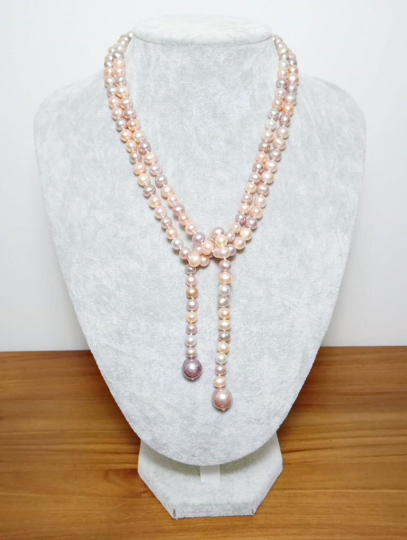 Fabulous Natural Multi Colors 7 - 11.5mm Cultured Pearl 42" Necklace