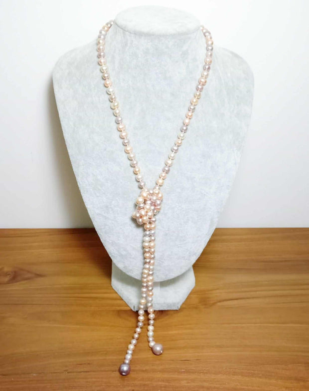 Fabulous Natural Multi Colors 7 - 11.5mm Cultured Pearl 42" NecklaceNatural Peach Purple Lavendar Pink Oval Round 6.5 - 7mm FW and 2 pcs. 11.5mm Lavender Round Edison Cultured Pearl 41 - 42" Long Hand-Knotted 3 Ways Wearing The NecklNecklacesFine JewelryThe Fine Pearls JewelryFabulous Natural Multi Colors 7 - 11